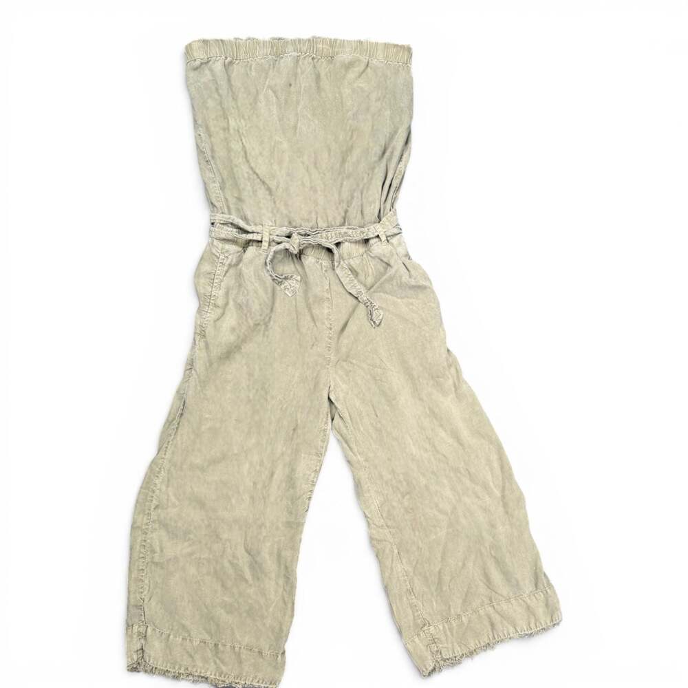 Cloth & Stone Strapless Wide Leg Jumpsuit Olive Green Size S